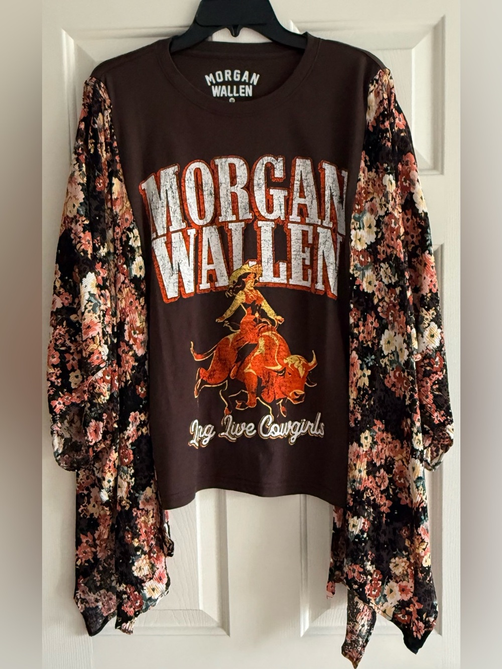 Morgan Wallen Custom Upcycled Graphic Tee Poncho Kimono Sleeve Top OSFM BOHO